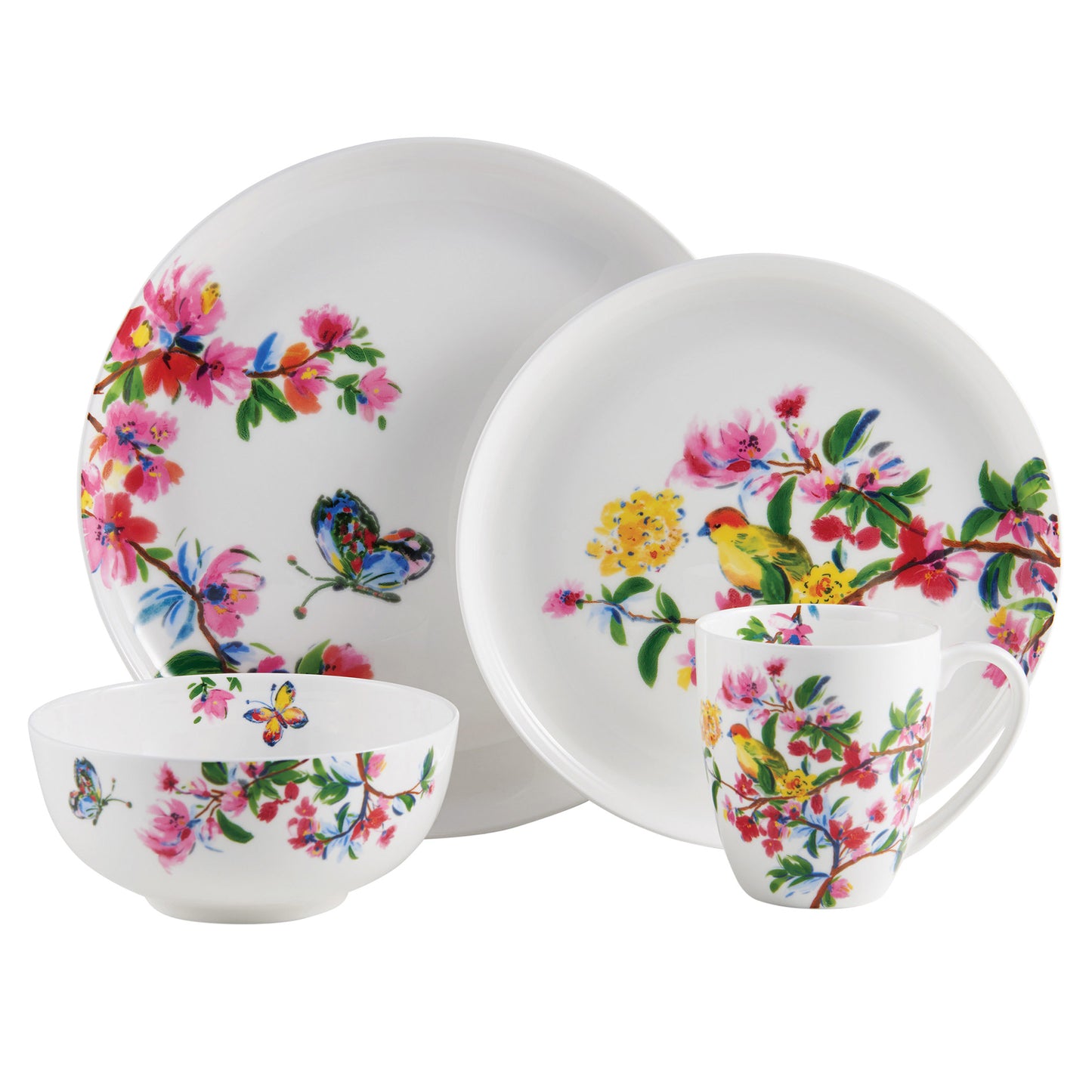 Butterfly Garden Bone China 16-Piece Dinnerware Set