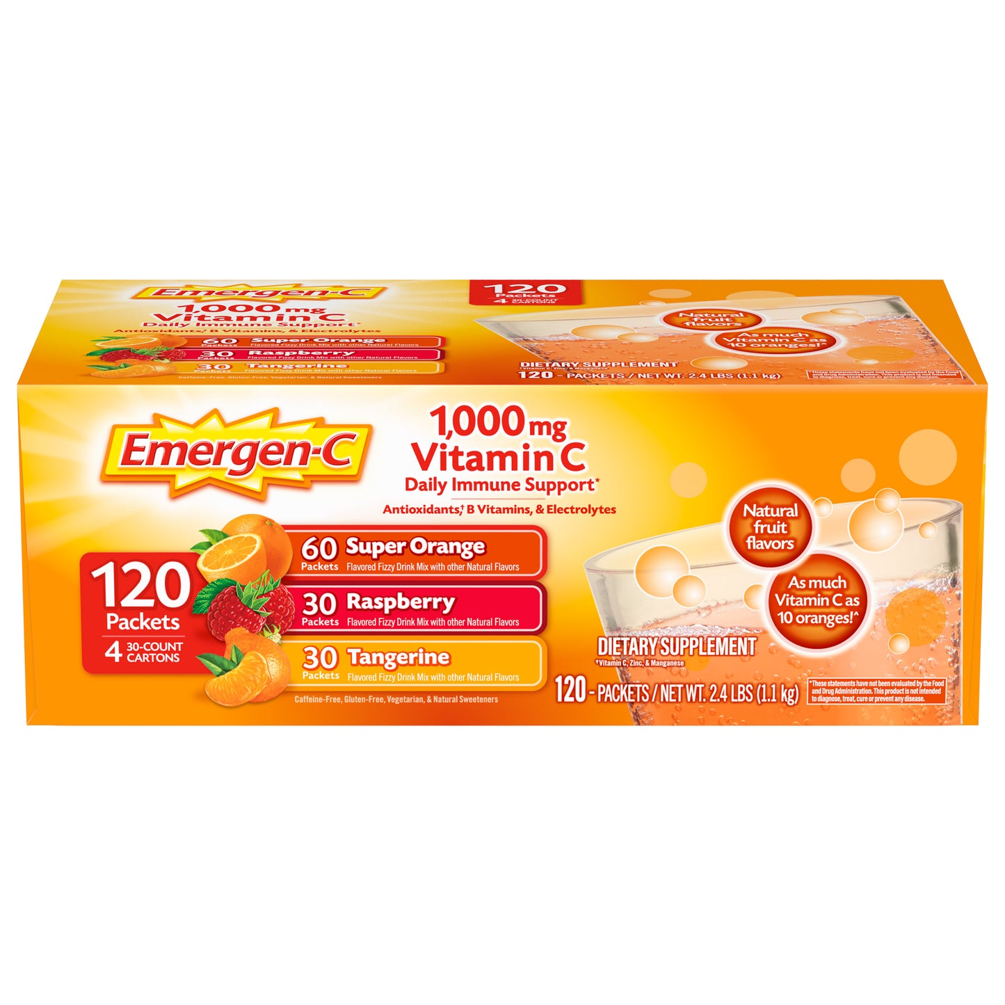 Vitamin C 1000 Mg Daily Immune Support Variety Pack Drink Mix, 120 Packets