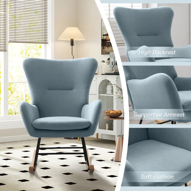 Meno 26''Wide Modern Stylish Upholstered Arms Nursery Rocking Accent Chair