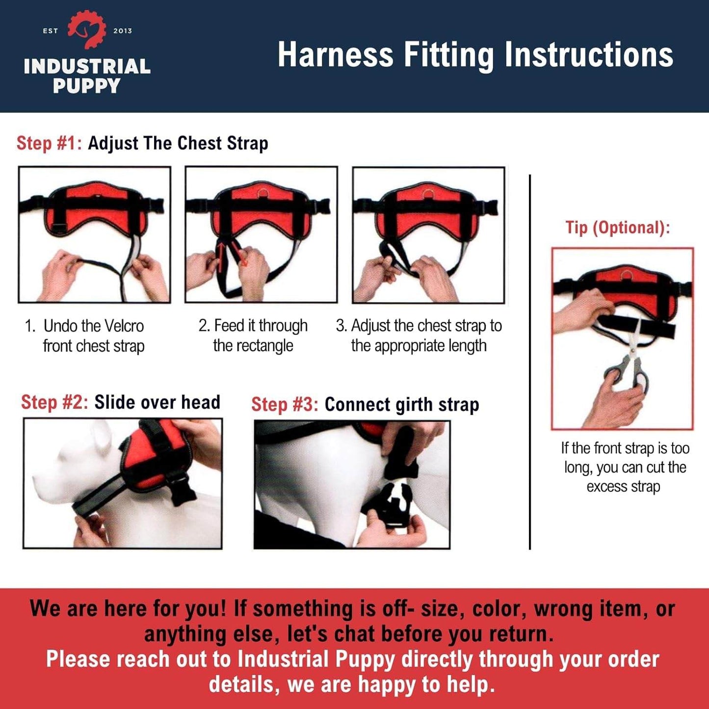 Red small service dog vest with hook and loop straps and matching leash, breathable mesh design, reflective patch, and durable harness for ultimate control and visibility