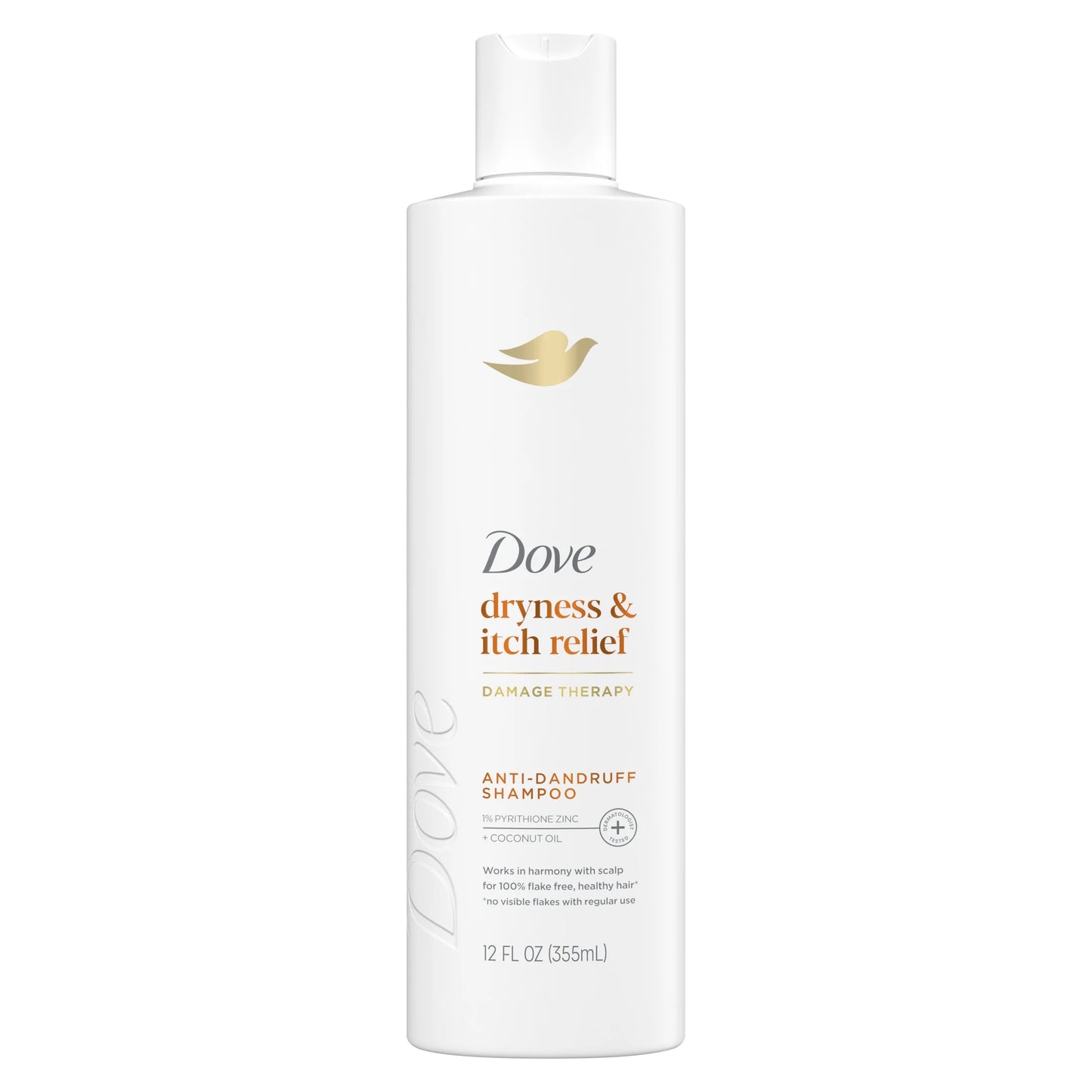 Damage Therapy Derma Anti-Dandruff Shampoo for Flaky Scalp Dryness + Itch with Pyrithione Zinc & Coconut Oil, 12 Oz
