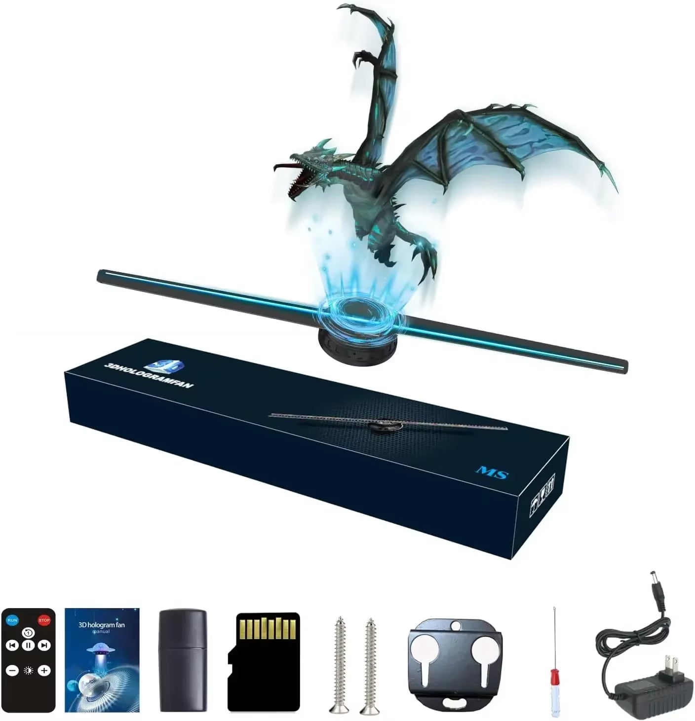 3D Hologram Fan 3D Holographic Projector Advertising Display Light HD Holographic Projector Stores Bars Party Xmas Halloween