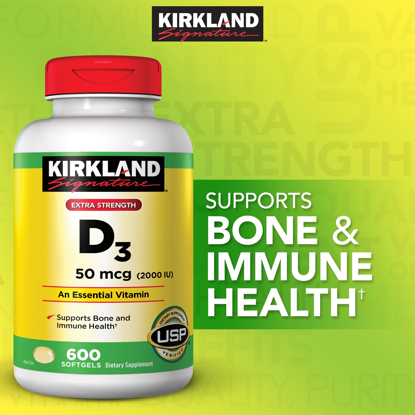 Extra Strength D3 50 Mcg., 600 Softgels