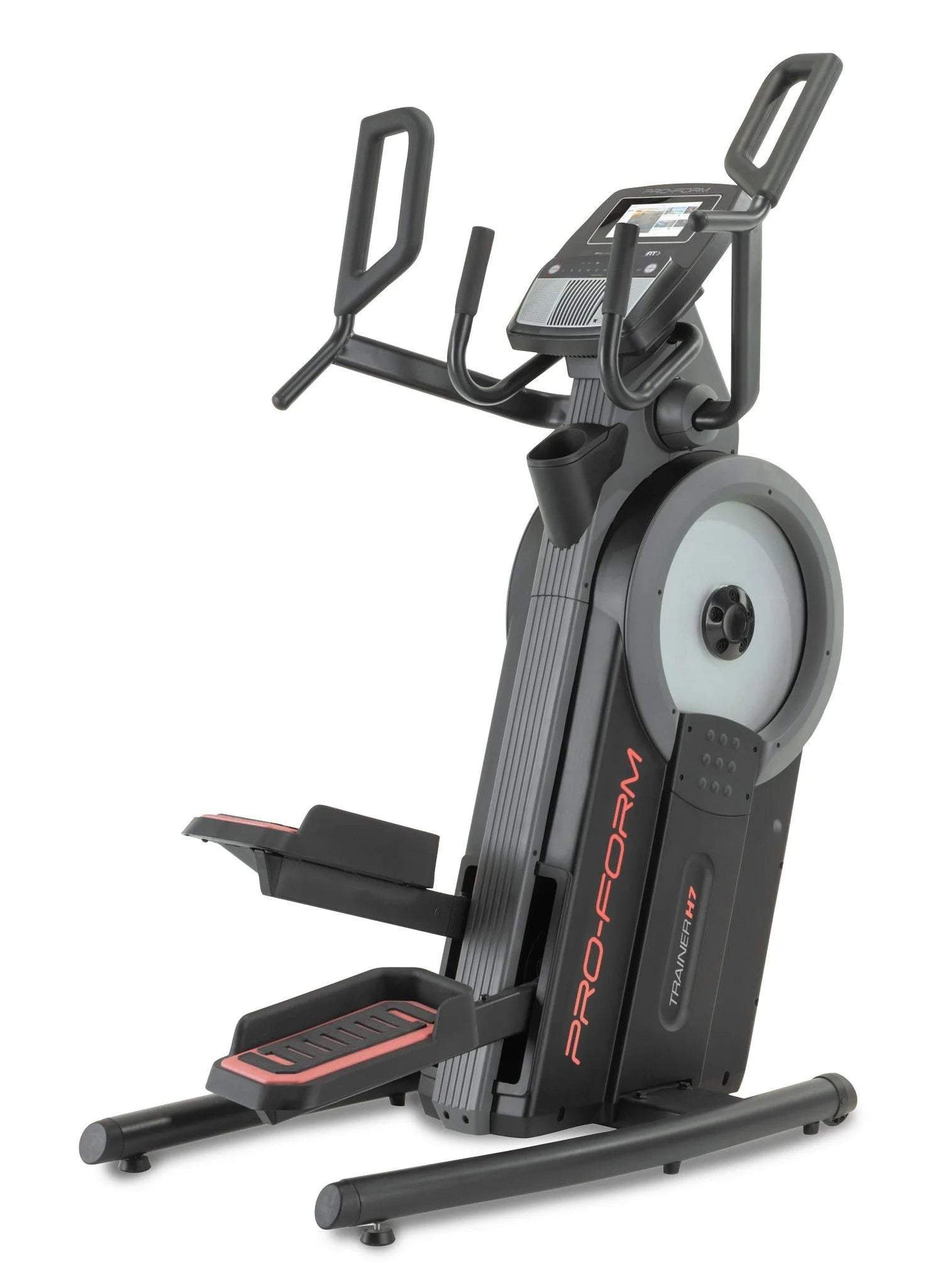 ProForm Trainer H7 iFIT-enabled elliptical with 7-inch touchscreen and built-in fan for low-impact workouts at home