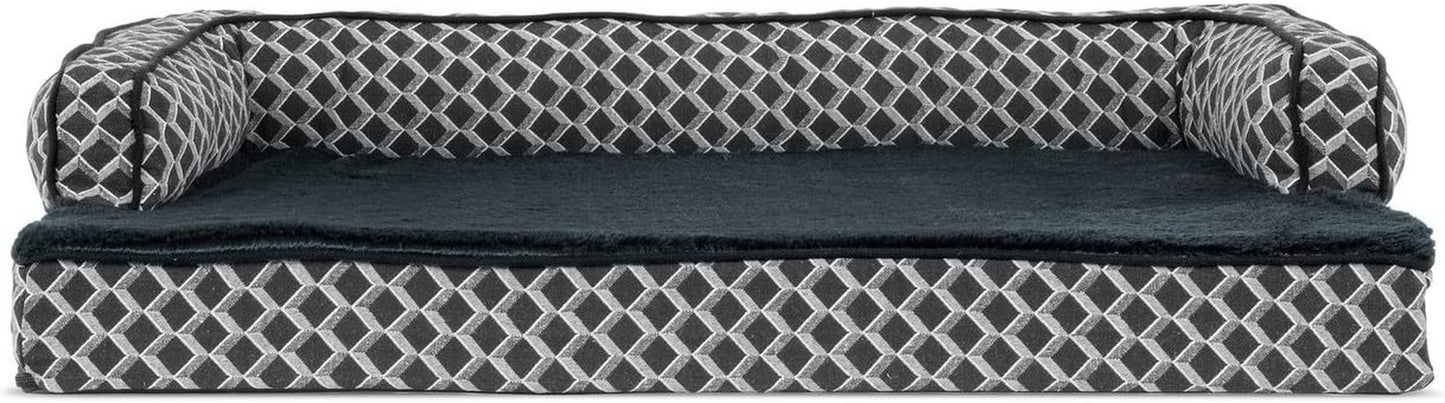 Memory Foam Dog Bed for Large Dogs W/ Removable Bolsters & Washable Cover, for Dogs up to 95 Lbs - Plush & Woven Decor Comfy Couch Sofa - Diamond Gray, Jumbo/Xl