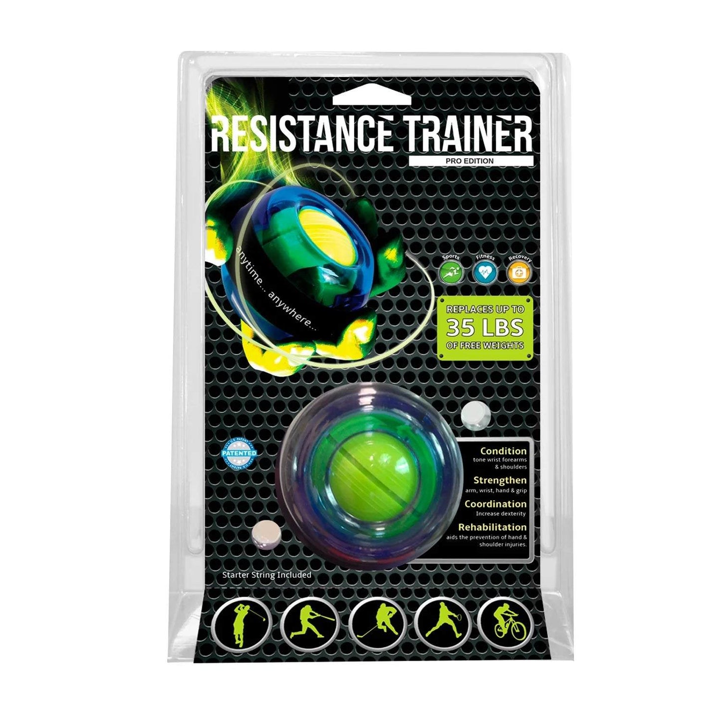PBLX Resistance Trainer Pro Edition 35 lbs gyro arm and wrist exercise device in retail packaging