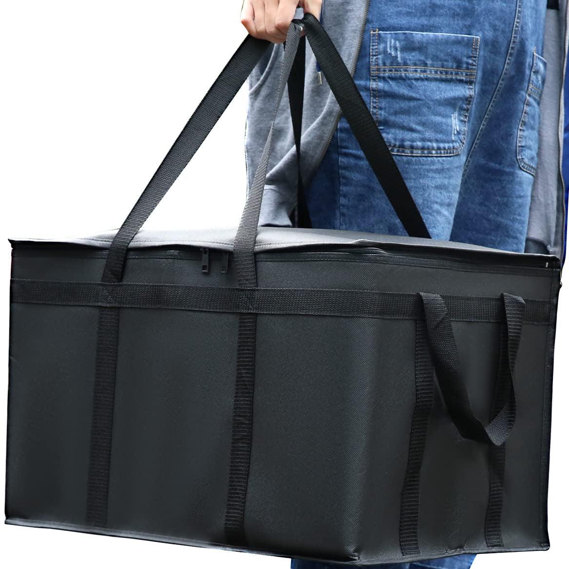 Large insulated black catering bag Doordash with durable handles and strong zipper for food delivery and grocery shopping