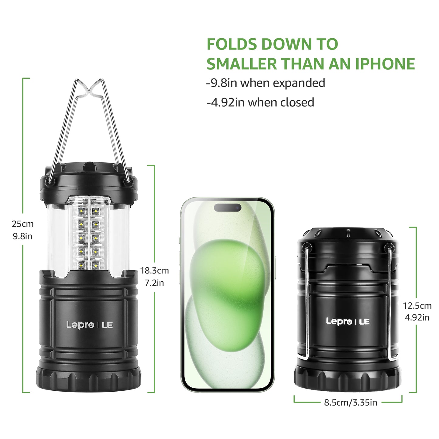 LED Collapsible Camping Lantern 4-Packs, Super Bright, Battery Powered Camping Light, IPX4 Water Resistant, Portable Emergency Lights for Power Outage, Hurricane, Storms