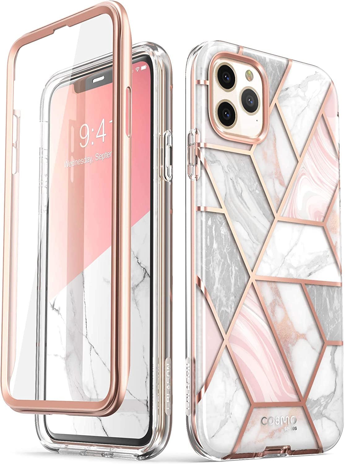 Cosmo Series Case for iPhone 11 Pro Max with slim full-body marble design and built-in screen protector.