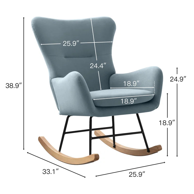 Meno 26''Wide Modern Stylish Upholstered Arms Nursery Rocking Accent Chair