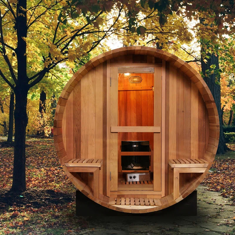 6-Person Patchworkred Cedar Traditional Steam Barrel Sauna