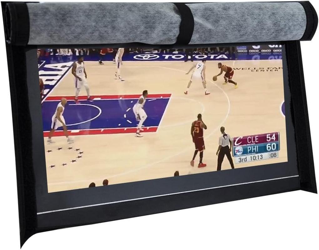 Outdoor 40"-43" TV set cover with waterproof 600D polyester, scratch-resistant cotton liner, Velcro straps, and remote control pocket