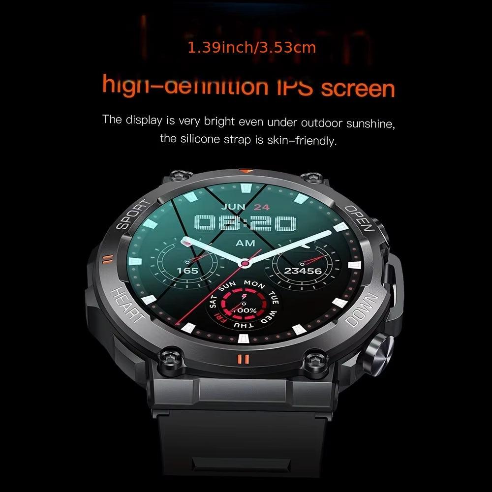 K56Pro Smart Watch with 1.39 inch high-definition IPS screen, heart rate monitor, blood pressure, Bluetooth sport smartwatch with 400mAh battery and silicone strap for men