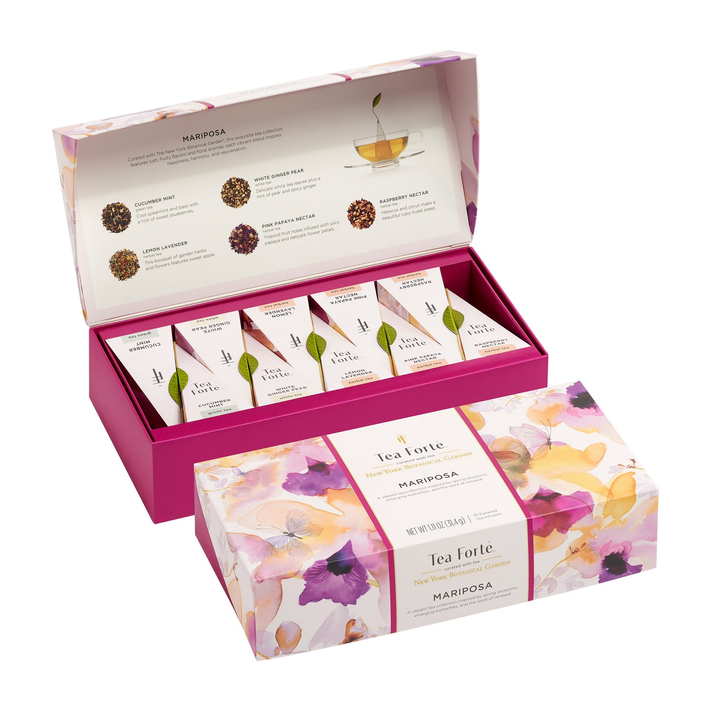 Mariposa Tea Bundle with 20 Pyramid Infusers, 2 Café Cups and 2 Tea Trays