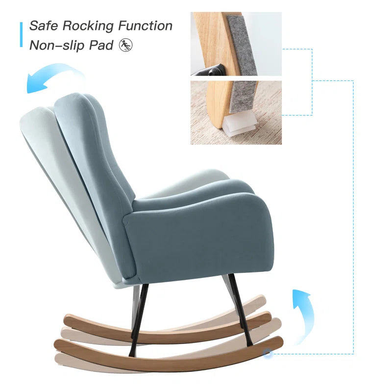 Meno 26''Wide Modern Stylish Upholstered Arms Nursery Rocking Accent Chair