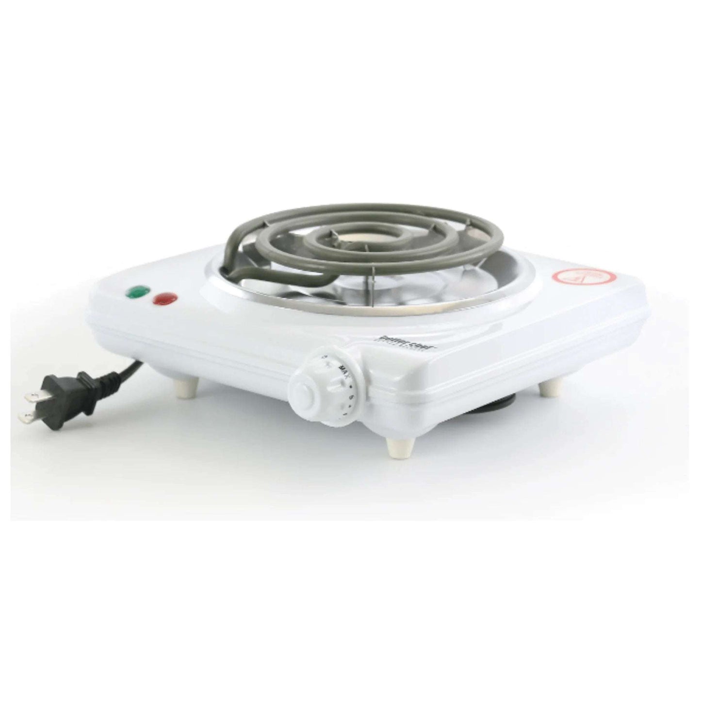 Better Chef Electric Countertop single electric coil burner with adjustable knob and white enamel body
