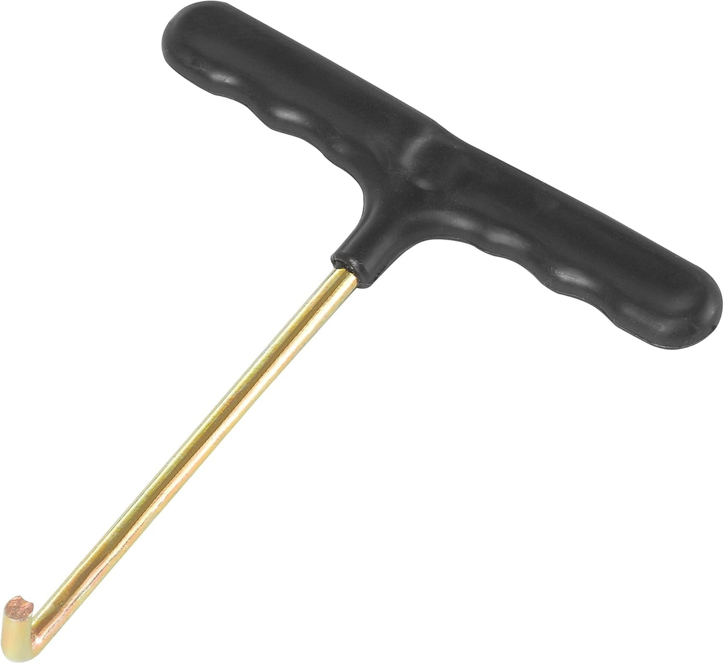 Trampoline spring pull tool with T-handle and metal hook for easy spring installation