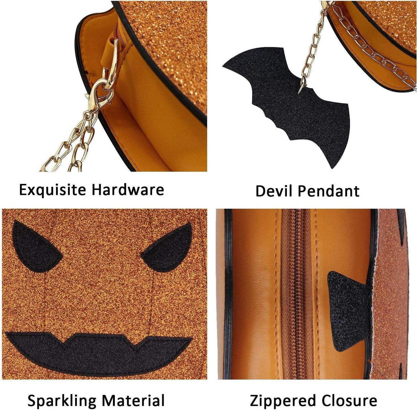 Women Pumpkin Shoulder Bag Novelty Devil Crossbody Purse Fashion Halloween Trick or Treat Purses and Handbags