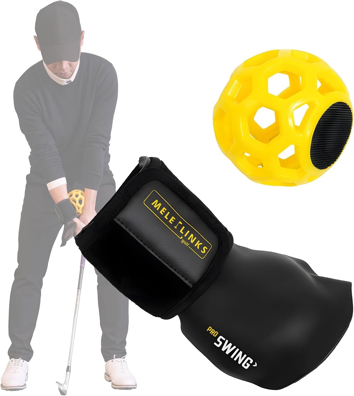 Golf Swing Trainer Ball with wrist grip aid for improving golf swing posture and accuracy