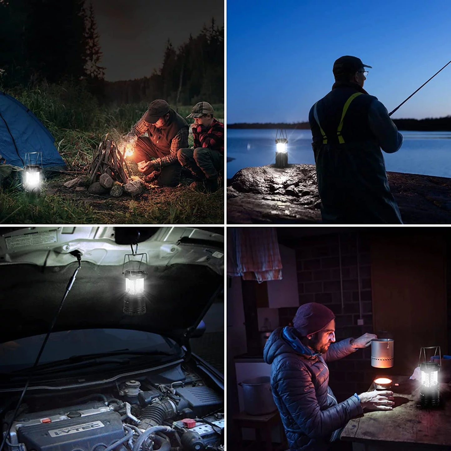 LED Collapsible Camping Lantern 4-Packs, Super Bright, Battery Powered Camping Light, IPX4 Water Resistant, Portable Emergency Lights for Power Outage, Hurricane, Storms