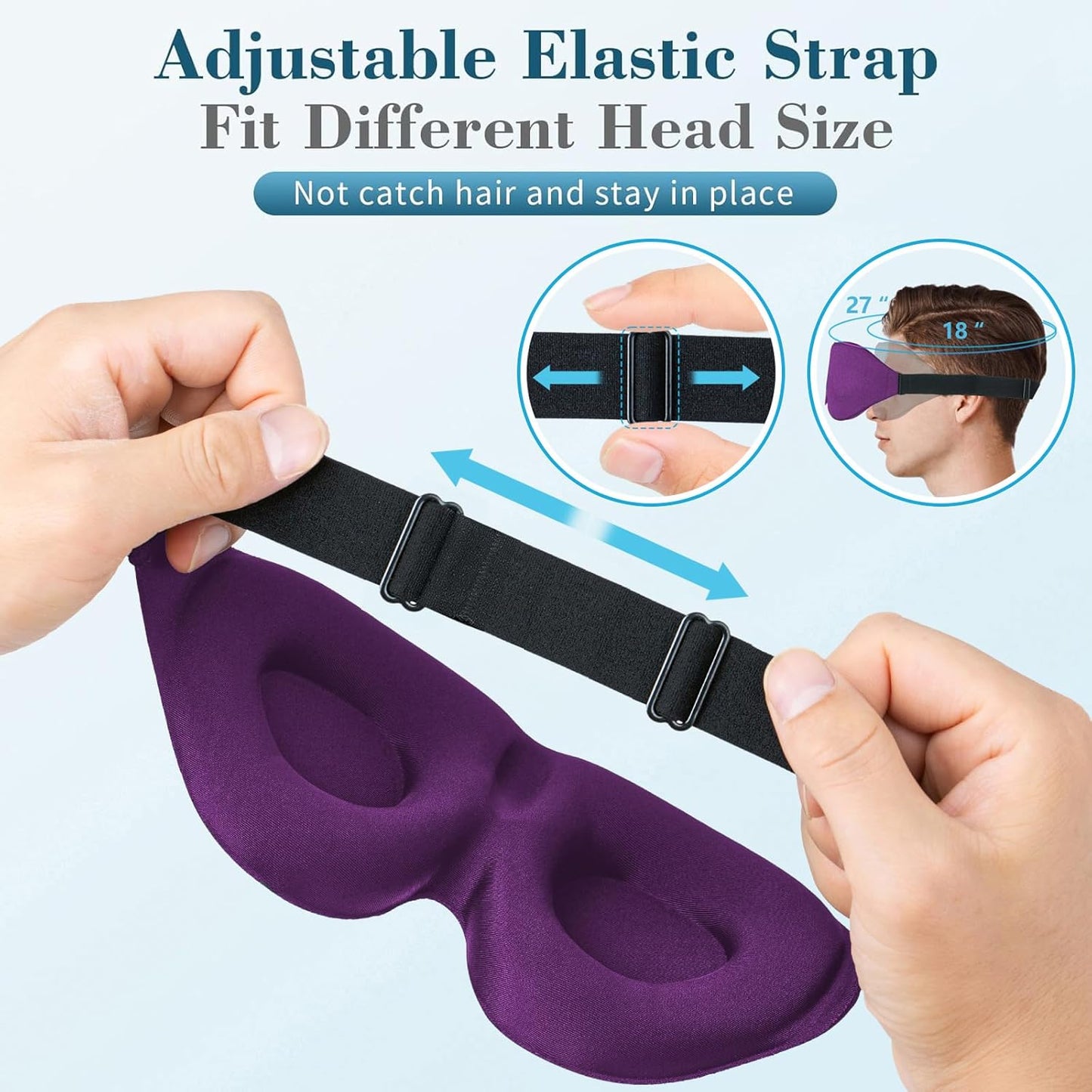 Sleep Mask for Side Sleeper, Light Blocking Sleeping Eye Mask for Women Men, 3D Contoured Cup Night Blindfold, Luxury Eye Cover Eyeshade with Adjustable Strap for Travel, Nap, Purple