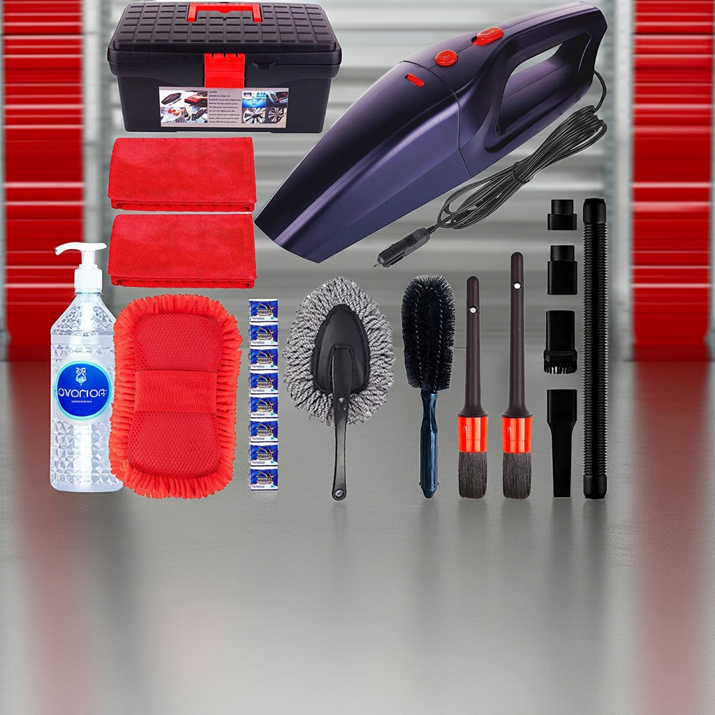Car Wash Kit & Car Cleaning Kit - High Power Handheld Vacuum - Car Wash Supplies Built for the Perfect Car Wash - Car Interior Cleaning Kit with Brush and Microfiber Towel