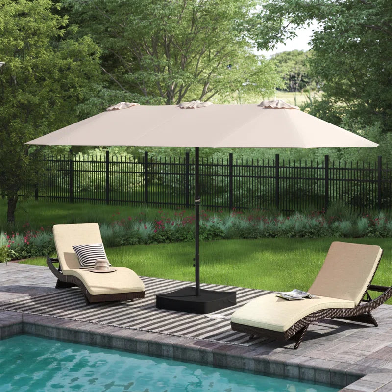 Nyasia 15 Ft X 9 Ft Rectangular Market Umbrella with Base