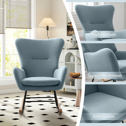 Meno 26''Wide Modern Stylish Upholstered Arms Nursery Rocking Accent Chair