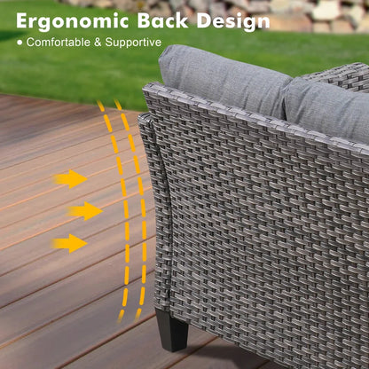 Lovall Rattan Wicker 7 - Person Seating Group with Fire Pit and Cushions