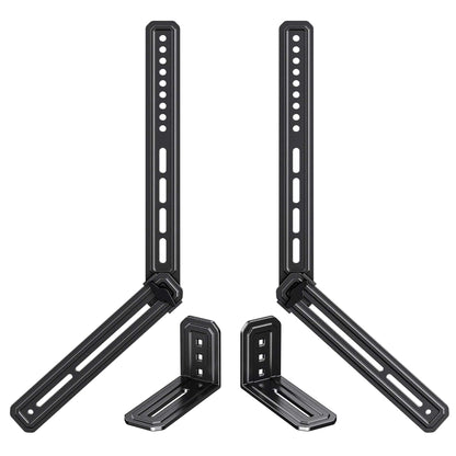 ErgoAV Universal Soundbar Mount with adjustable height and sturdy black metal design supporting up to 15 lbs.