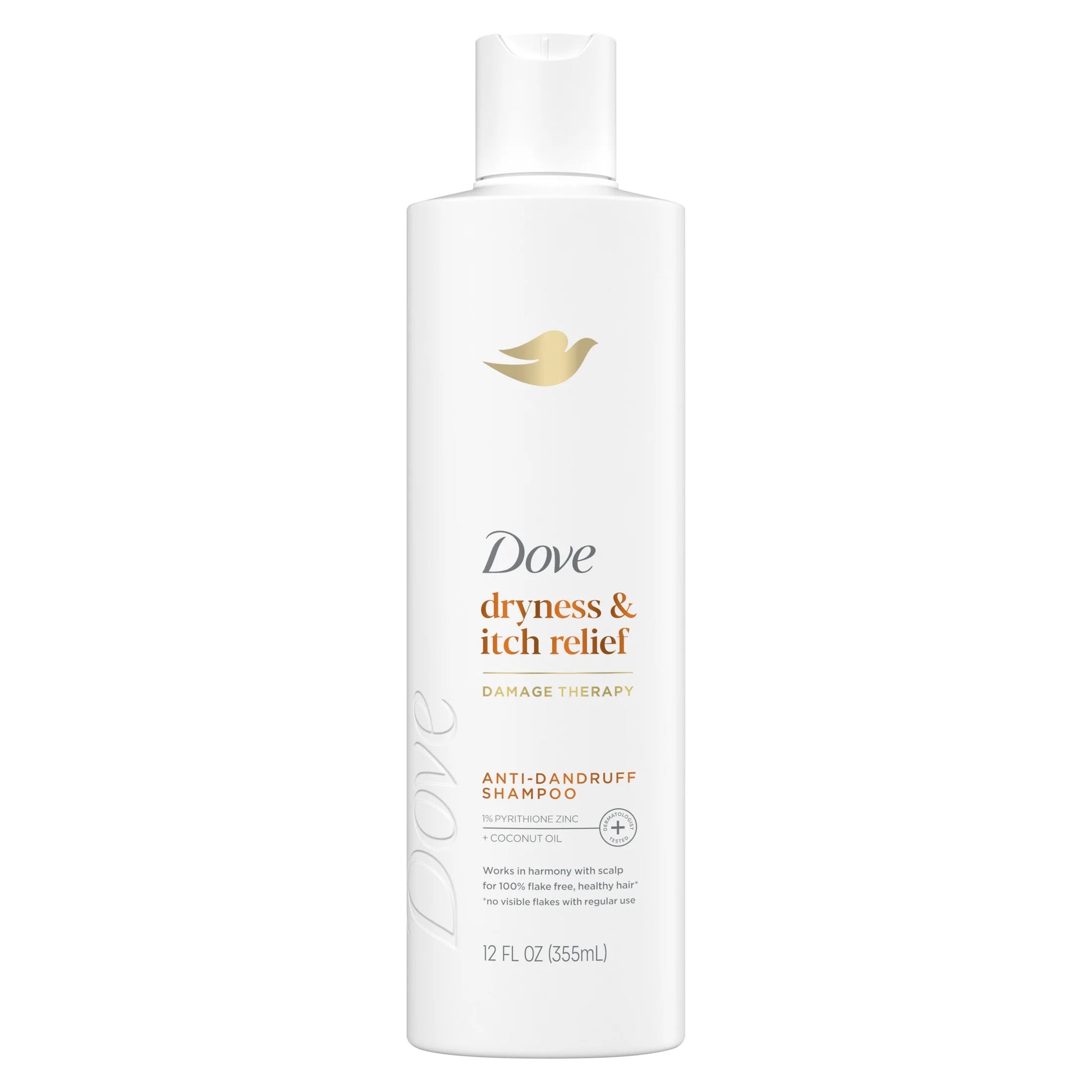 Damage Therapy Derma Anti-Dandruff Shampoo for Flaky Scalp Dryness + Itch with Pyrithione Zinc & Coconut Oil, 12 Oz