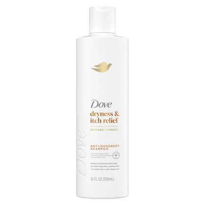 Damage Therapy Derma Anti-Dandruff Shampoo for Flaky Scalp Dryness + Itch with Pyrithione Zinc & Coconut Oil, 12 Oz