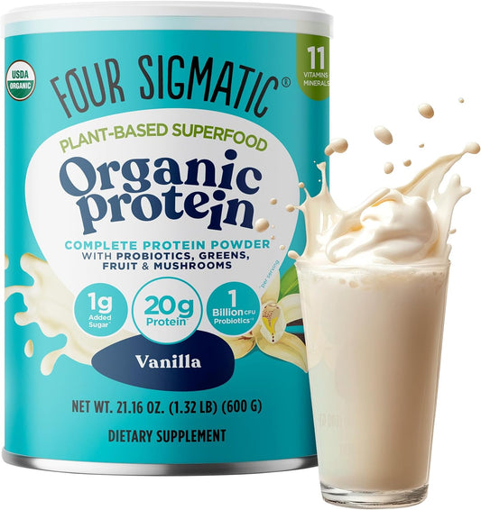 Organic Vegan Protein Powder | 18G Plant-Based Protein per Serving | Gluten Free, Dairy Free, Soy Free, Non-Gmo with No Filler Ingredients | 21.16Oz, 15 Servings | Sweet Vanilla