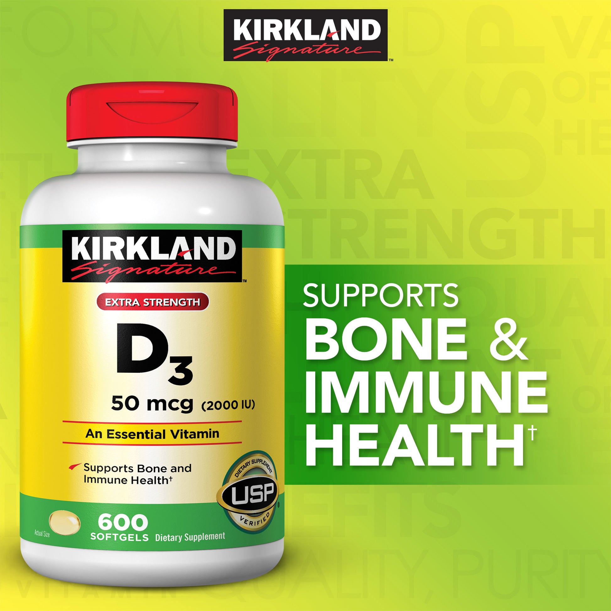 Extra Strength D3 50 Mcg., 600 Softgels