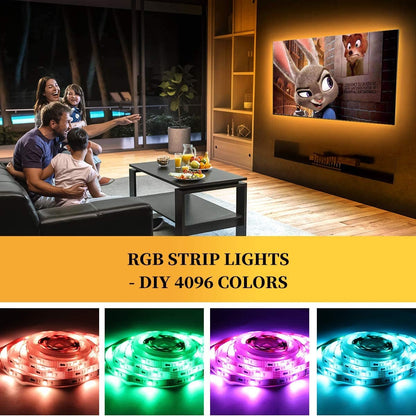 TV LED Backlight, 6.56Ft 4-Per Cut LED Lights for TV 32-58 Inches, USB LED Strip Game Light with 4096 DIY Colors Remote Control, TV Lights behind for Room Decor, TV Bias Light Kit.
