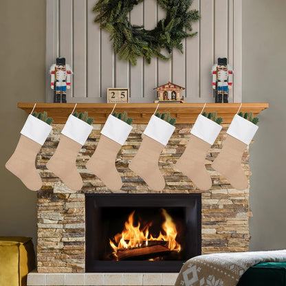 18" Burlap Christmas Stockings for Holiday Decor Plain,Pack 8
