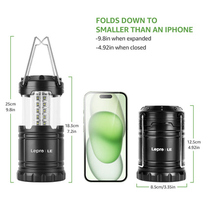 LED Collapsible Camping Lantern 4-Packs, Super Bright, Battery Powered Camping Light, IPX4 Water Resistant, Portable Emergency Lights for Power Outage, Hurricane, Storms