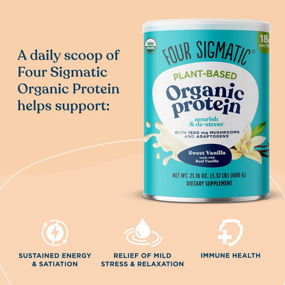 Organic Vegan Protein Powder | 18G Plant-Based Protein per Serving | Gluten Free, Dairy Free, Soy Free, Non-Gmo with No Filler Ingredients | 21.16Oz, 15 Servings | Sweet Vanilla