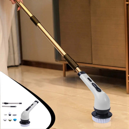 Electric Spin Scrubber, Cordless Bath Tub Power Scrubber with Long Handle & 6 Replaceable Heads, Detachable as Short Handle, Shower Cleaning Brush Household Tools for Bathroom & Tile Floor