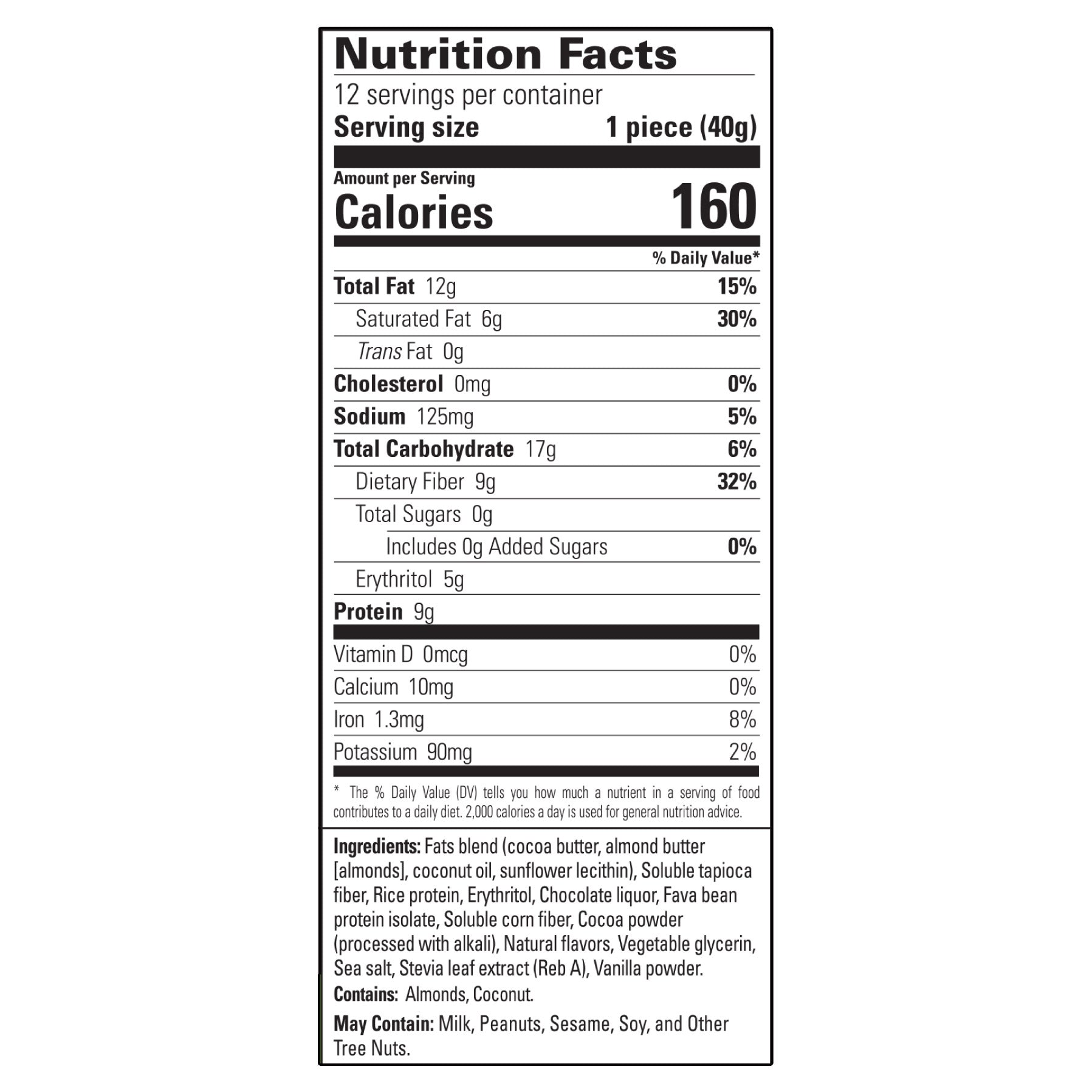 No Sugar Keto Bar (12-Count) 2-Pack Chocolate Fudge Brownie