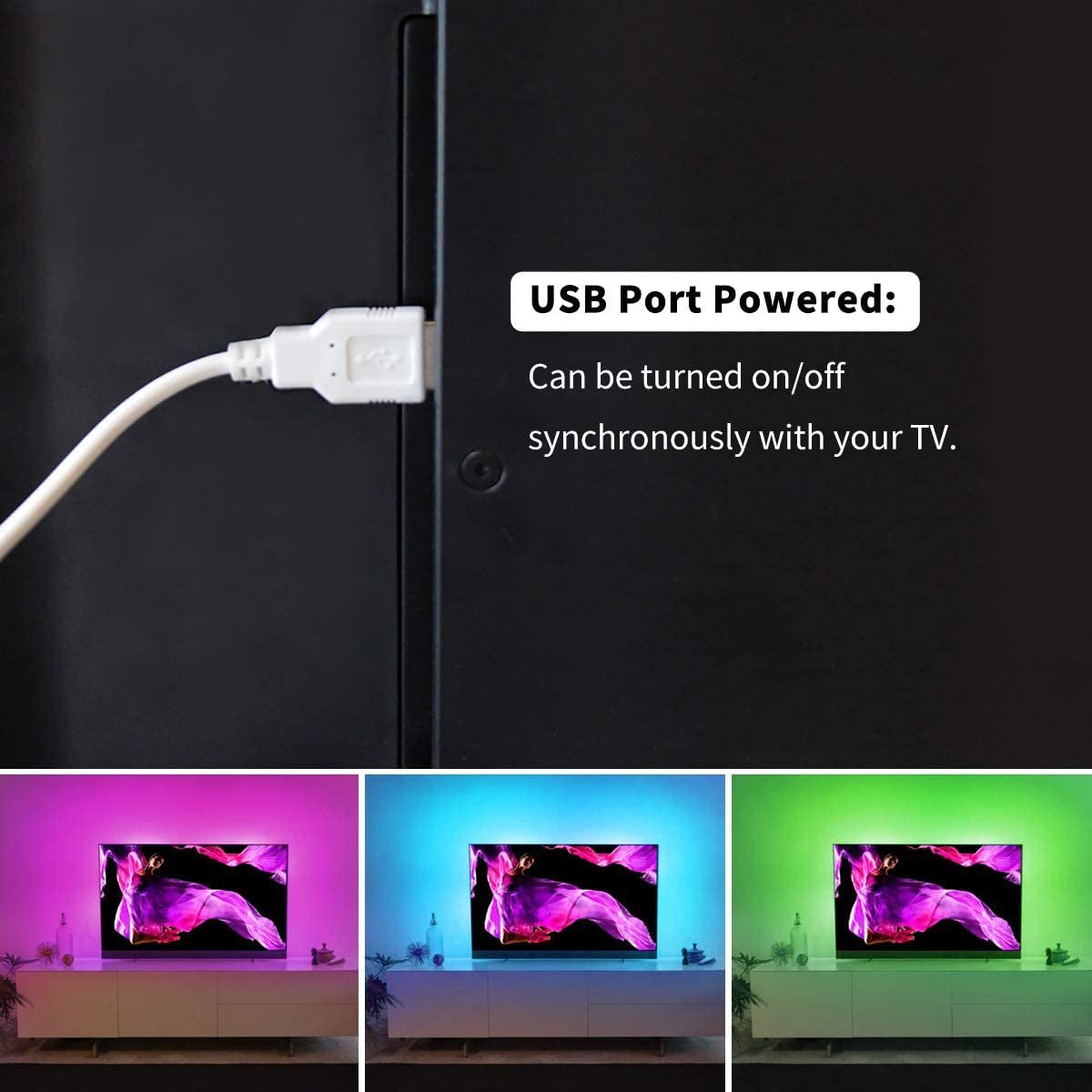 TV LED Backlight, 6.56Ft 4-Per Cut LED Lights for TV 32-58 Inches, USB LED Strip Game Light with 4096 DIY Colors Remote Control, TV Lights behind for Room Decor, TV Bias Light Kit.