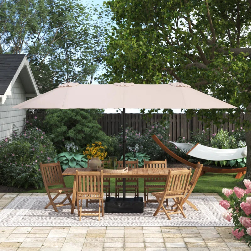 Nyasia 15 Ft X 9 Ft Rectangular Market Umbrella with Base