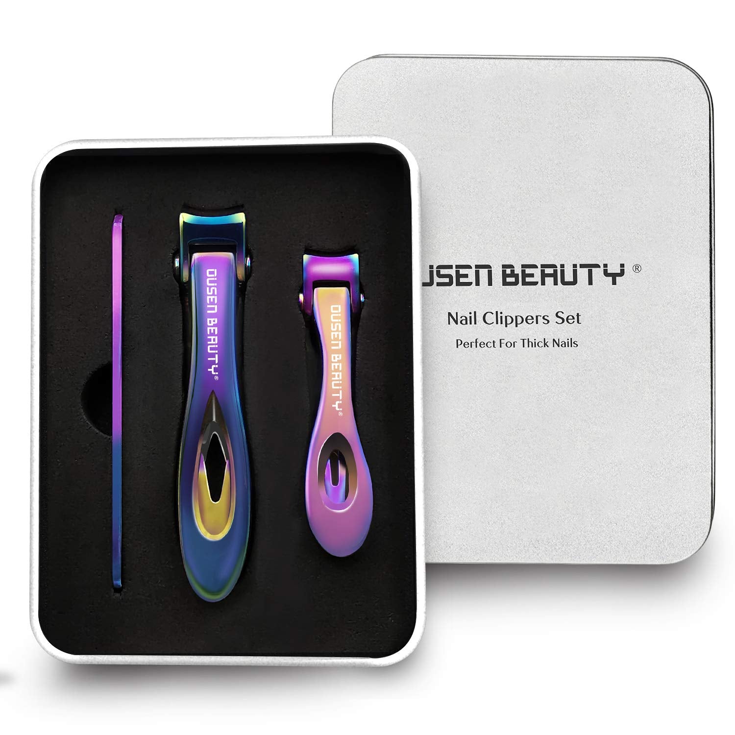 Nail Clippers for Thick Nails, Extra Wide Jaw Opening Nail Cutter for Hard Toenail, Stainless Steel Fingernail Big Toenail Trimmer with Nail File 3 Pcs Set for Large Toe Nail Seniors & Men & Women