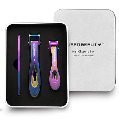 Nail Clippers for Thick Nails, Extra Wide Jaw Opening Nail Cutter for Hard Toenail, Stainless Steel Fingernail Big Toenail Trimmer with Nail File 3 Pcs Set for Large Toe Nail Seniors & Men & Women