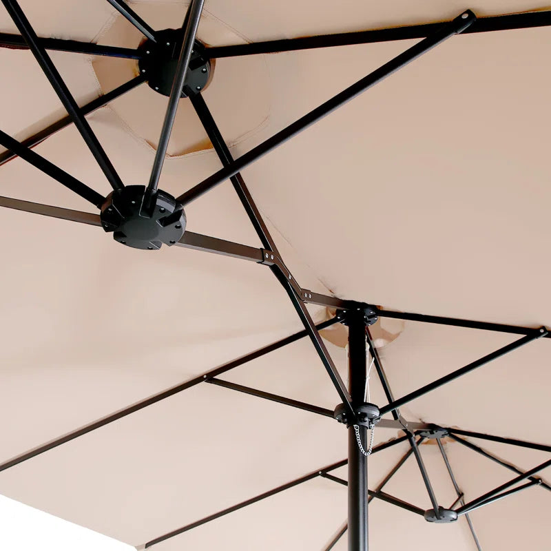 Nyasia 15 Ft X 9 Ft Rectangular Market Umbrella with Base