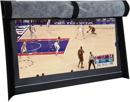 Outdoor 40"-43" TV set cover with waterproof 600D polyester, scratch-resistant cotton liner, Velcro straps, and remote control pocket