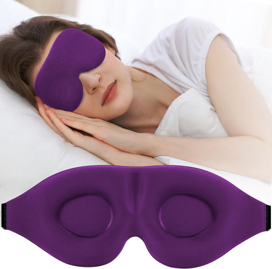 Sleep Mask for Side Sleeper, Light Blocking Sleeping Eye Mask for Women Men, 3D Contoured Cup Night Blindfold, Luxury Eye Cover Eyeshade with Adjustable Strap for Travel, Nap, Purple