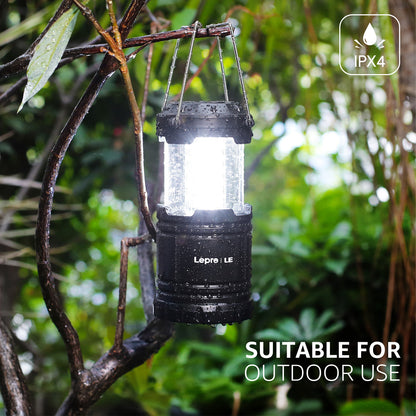 LED Collapsible Camping Lantern 4-Packs, Super Bright, Battery Powered Camping Light, IPX4 Water Resistant, Portable Emergency Lights for Power Outage, Hurricane, Storms