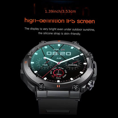 K56Pro Smart Watch with 1.39 inch high-definition IPS screen, heart rate monitor, blood pressure, Bluetooth sport smartwatch with 400mAh battery and silicone strap for men