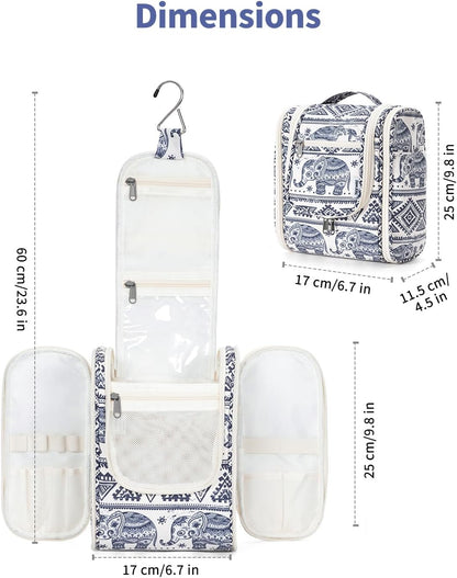 Small Hanging Toiletry Bag Women Travel Makeup Bag Organizer Toiletries Bag for Travel Size Essentials Accessories Cosmetics (Medium, Elephant)